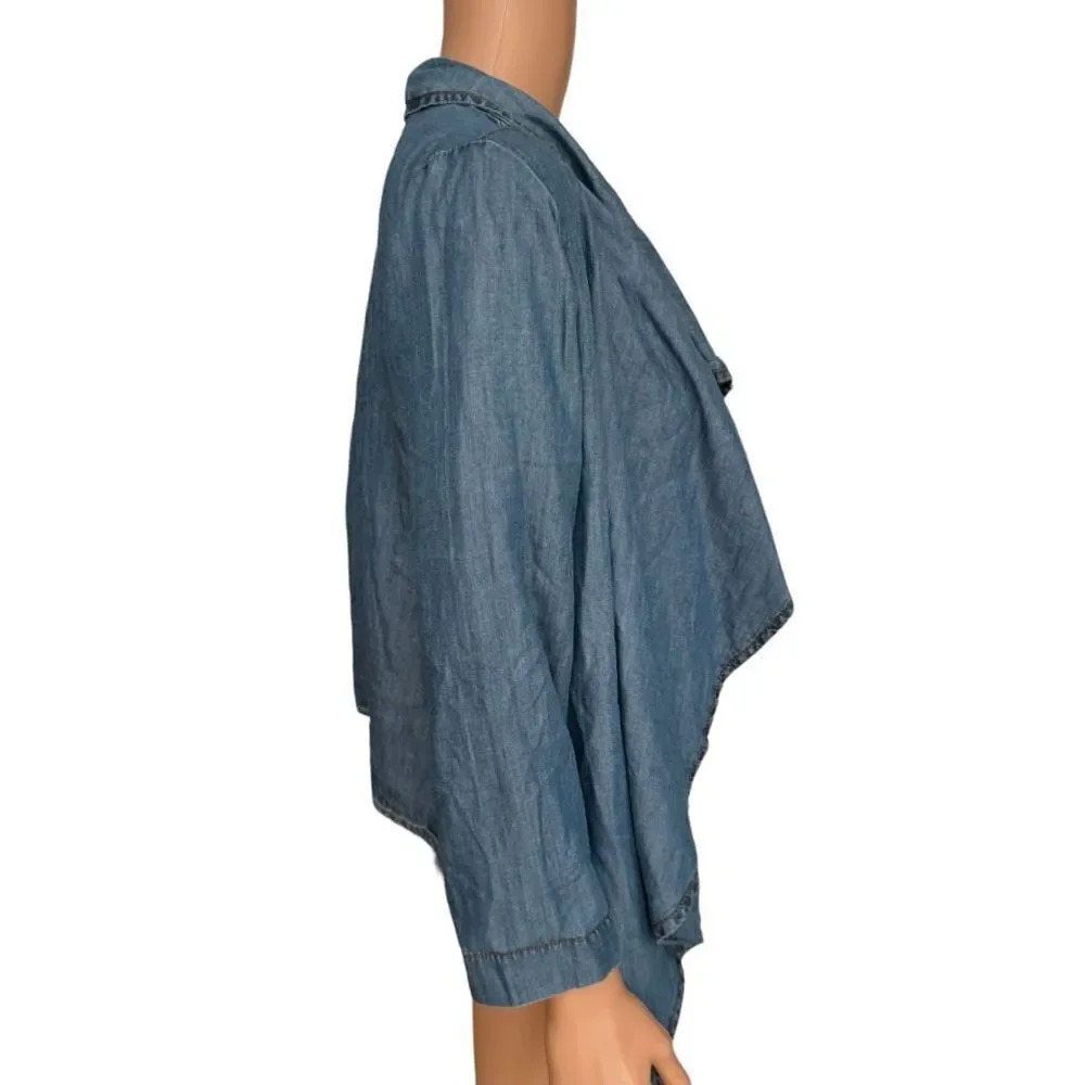 OLD NAVY youth Blue Chambray Lightweight Jacket with Waterfall collar size L NWT